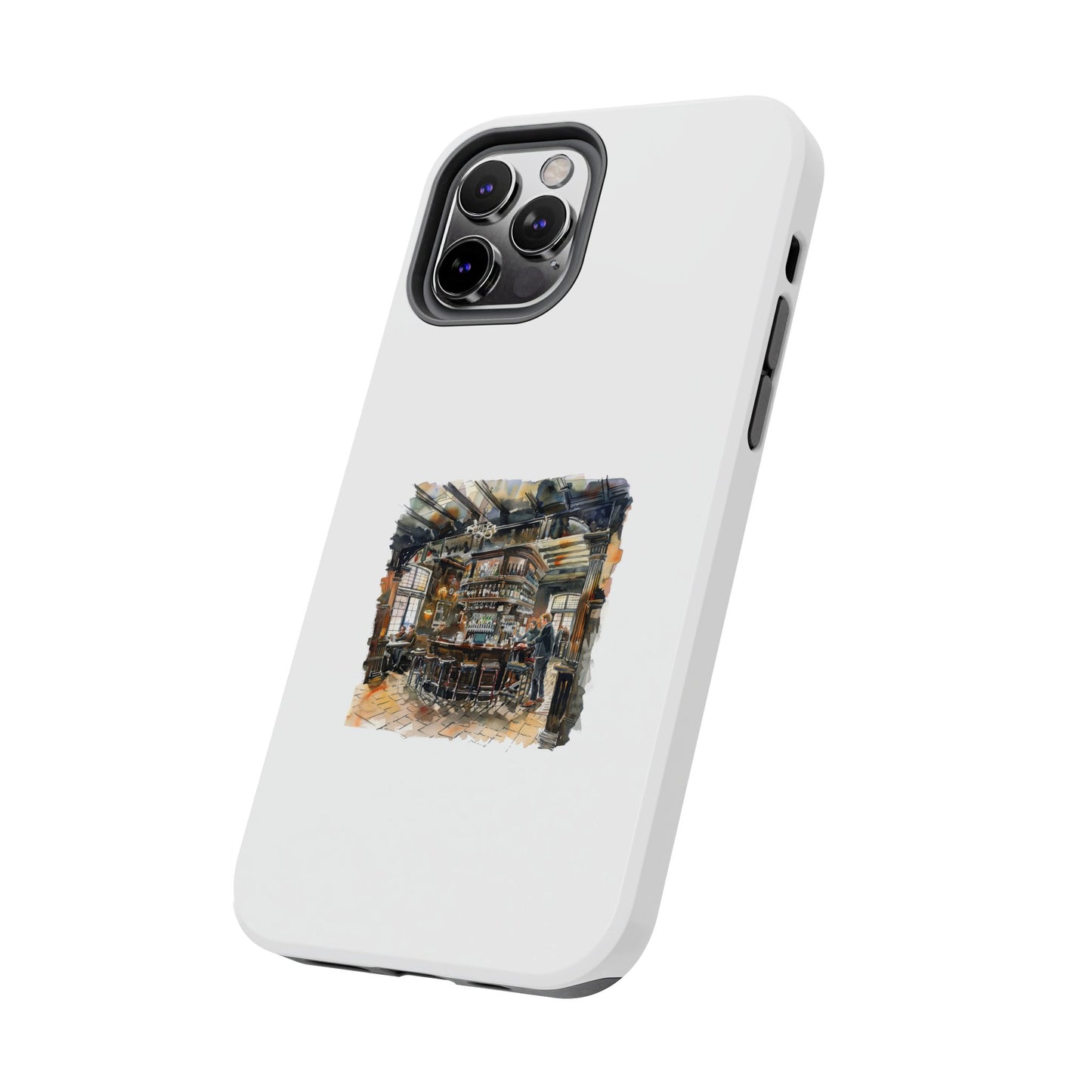 Artistic Tough Phone Cases with Cozy Pub Scene