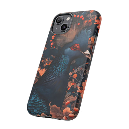 Vibrant Phone Case with Floral Peacock Design - Tough Cases, Artistic Phone Cover, Unique Gift for Nature Lovers, Stand Out Tech Accessory