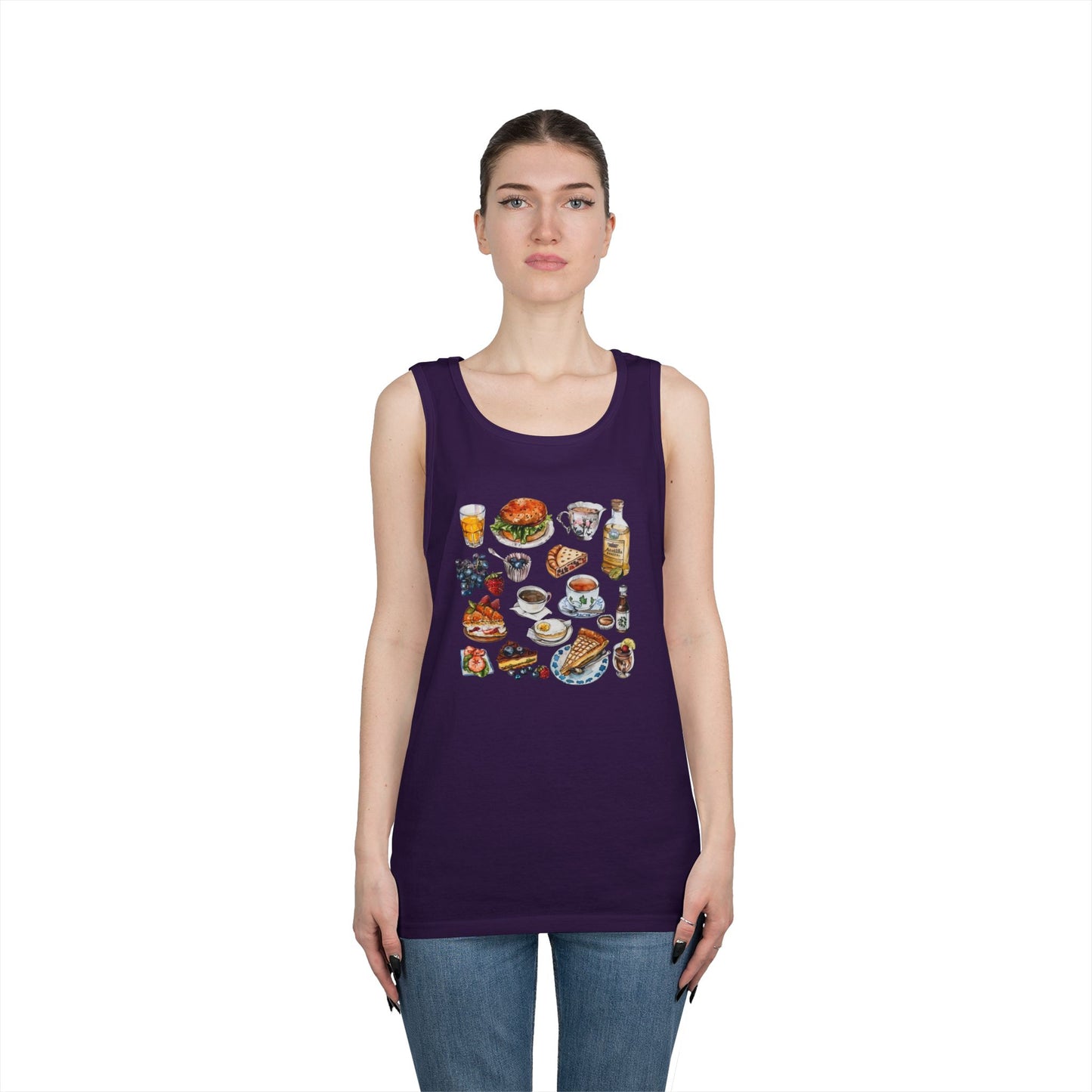 Unisex Heavy Cotton Tank Top - Iconic England Landmarks Illustration Print