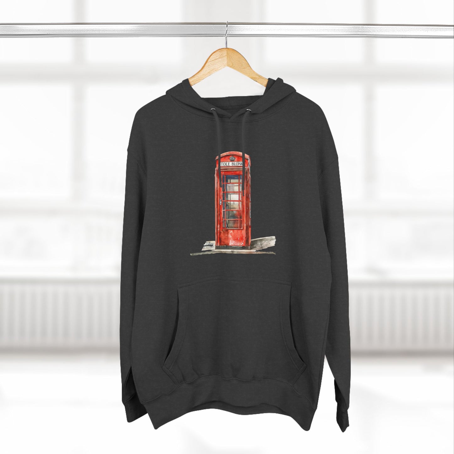 Iconic British Red Telephone Versatile Three-Panel Fleece Hoodie