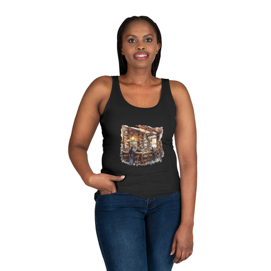 Women's Tank Top - Vintage Watercolor Pub Scene Art Print