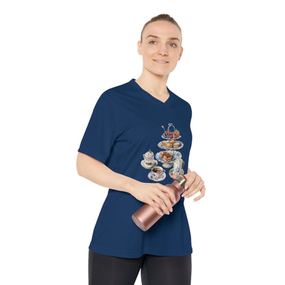 Women's V-Neck Performance T-Shirt - Gourmet Food Art Print for Kitchen Decor