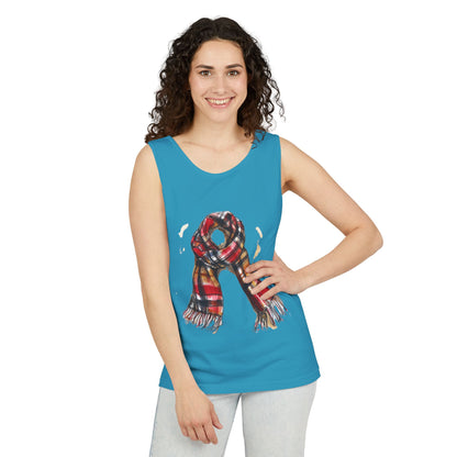 Unisex Garment-Dyed Tank Top - Classic British Plaid Scarf Design