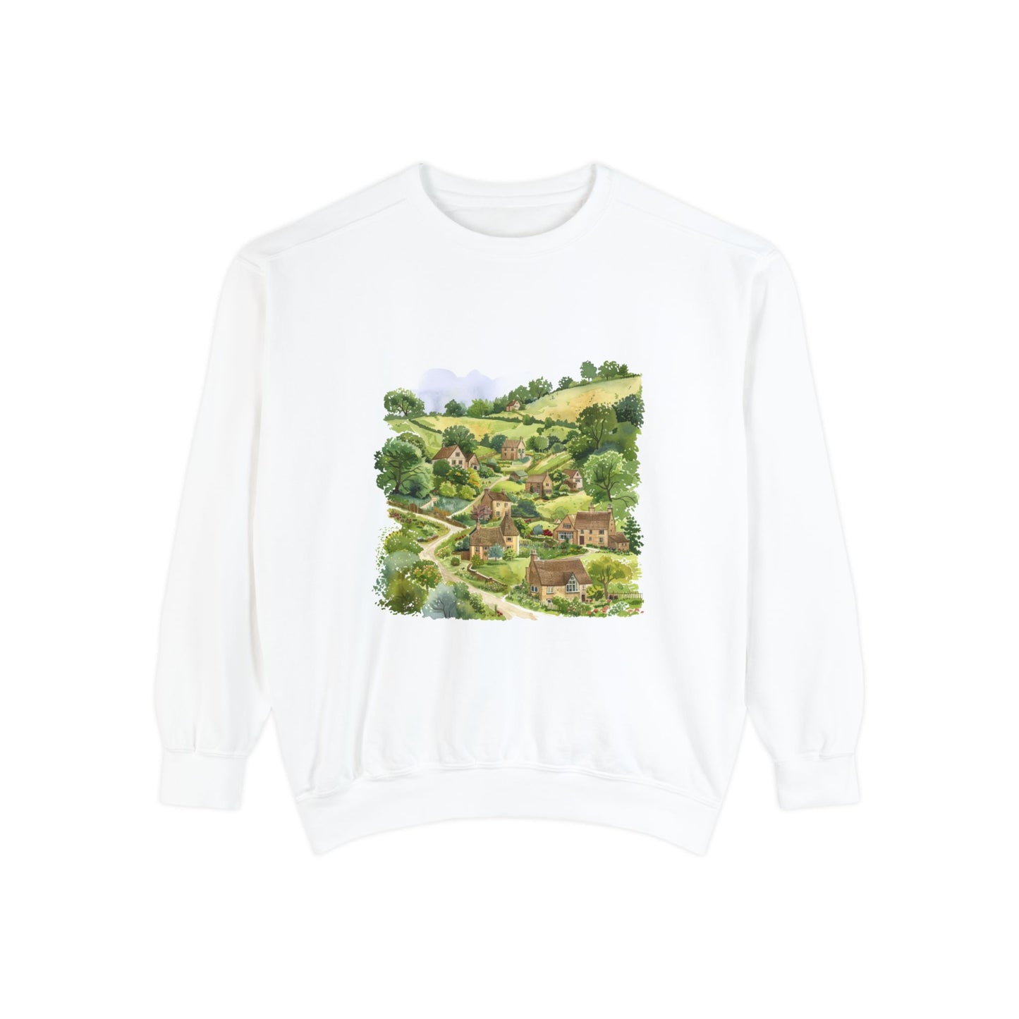 Unisex Garment-Dyed Sweatshirt Styled - England Aesthetics - Embracing Classic British Charm