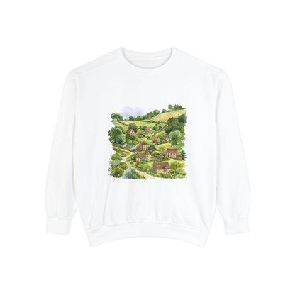 Unisex Garment-Dyed Sweatshirt Styled - England Aesthetics - Embracing Classic British Charm