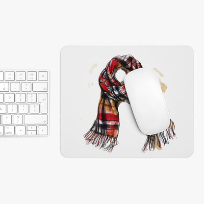 Cozy Plaid Mouse Pad with Scarf Design, Home Office Decor, Gift for Gamers, Holiday, Work from Home Essentials, Stylish Desk Accessory