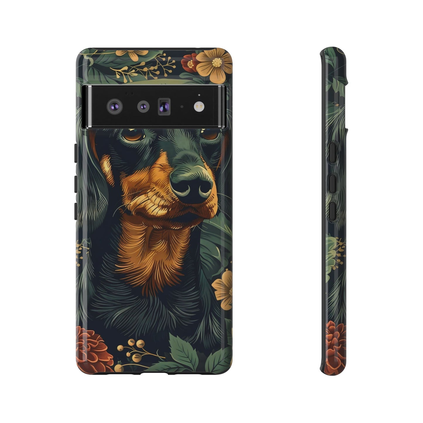 Dachshund Phone Case, Floral Pet Phone Cover, Dog Lover Gift, Tough Phone Case, Custom Dachshund Design, Unique Dog Owner Accessory