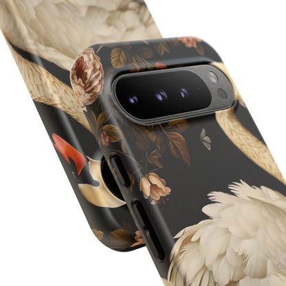 Elegant Swan Phone Case, Floral iPhone Cover, Tough Phone Case, Gift for Her, Nature Lover, Mother's Day, Birthday