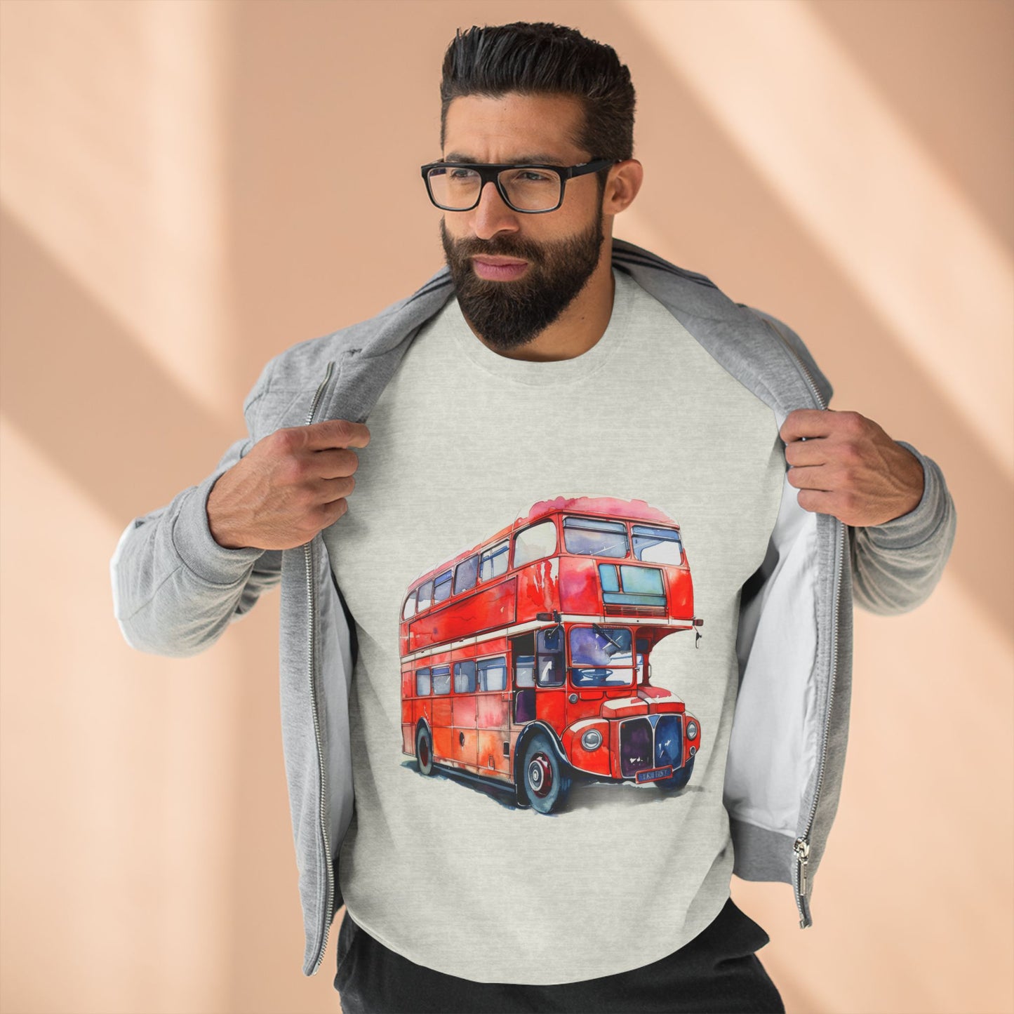 Unisex Crewneck Sweatshirt - London Transport English Bus Red Double-Decker