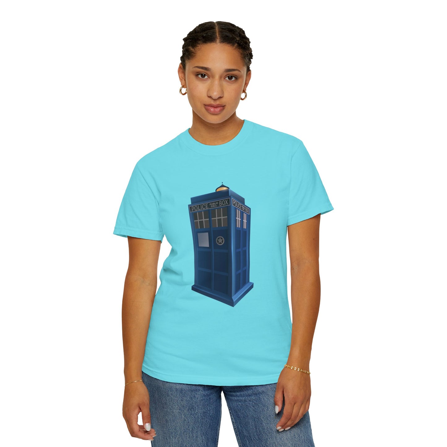 Unisex Garment-Dyed T-shirt - British Police Public Call Box - Iconic TARDIS