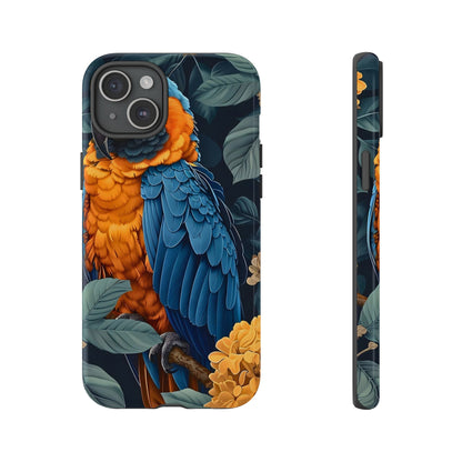 Tropical Parrot Phone Case - Tough Cases, Colorful Phone Cover, Nature Lover Gift, Floral Design, Bird Lover Accessory