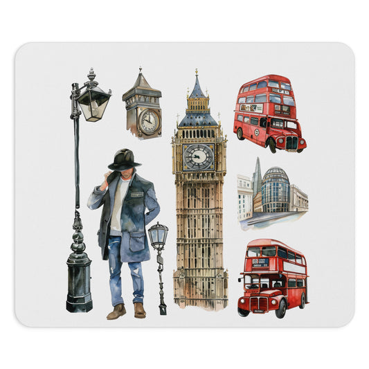 London-Inspired Mouse Pad, Vintage Style Desk Accessory, Gift for Travelers, Office Decor, Home Office Essentials