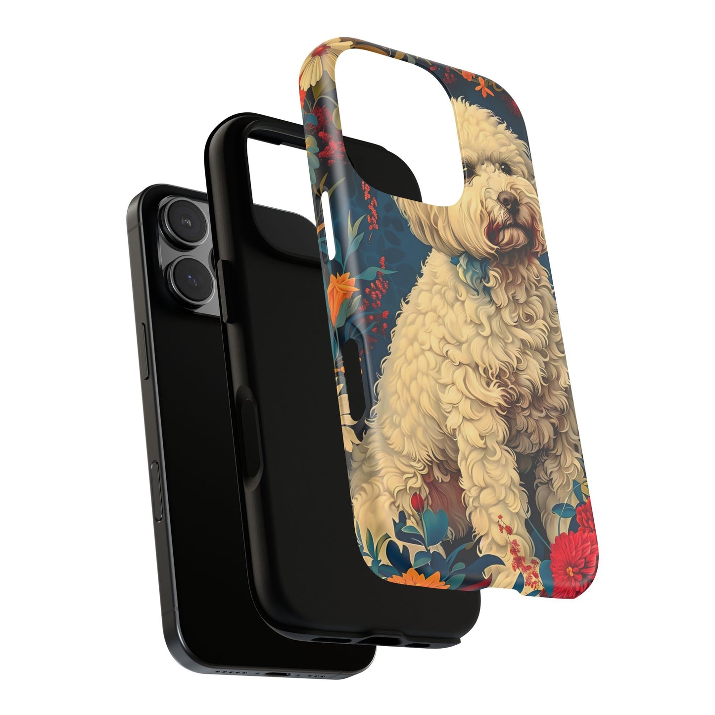 Cute Dog Phone Case, Pet Lover Gift, Floral Design Tough Case, Custom Dog Art, Birthday Gift for Dog Owners, Unique Phone Accessories