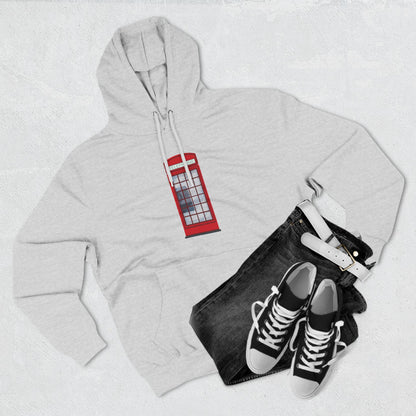 Iconic British Red Telephone Relaxed Three-Panel Fleece Hoodie