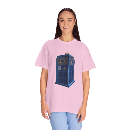 Unisex Garment-Dyed T-shirt - British Police Public Call Box - Iconic TARDIS