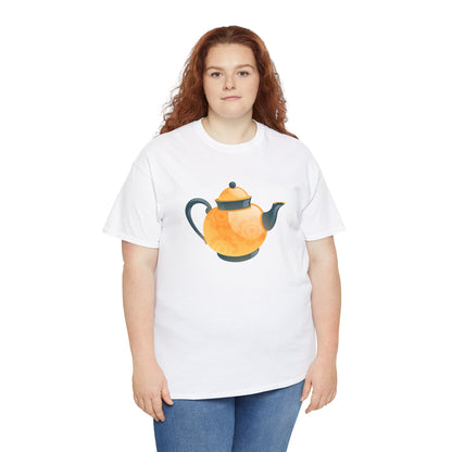 Unisex Heavy Cotton Tee - Classic British Tea Kettle - Timeless Elegance in Tea Time