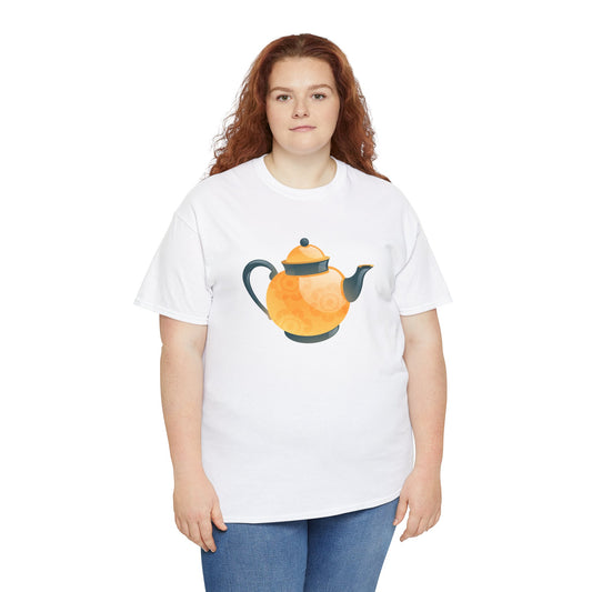 Unisex Heavy Cotton Tee - Classic British Tea Kettle - Timeless Elegance in Tea Time