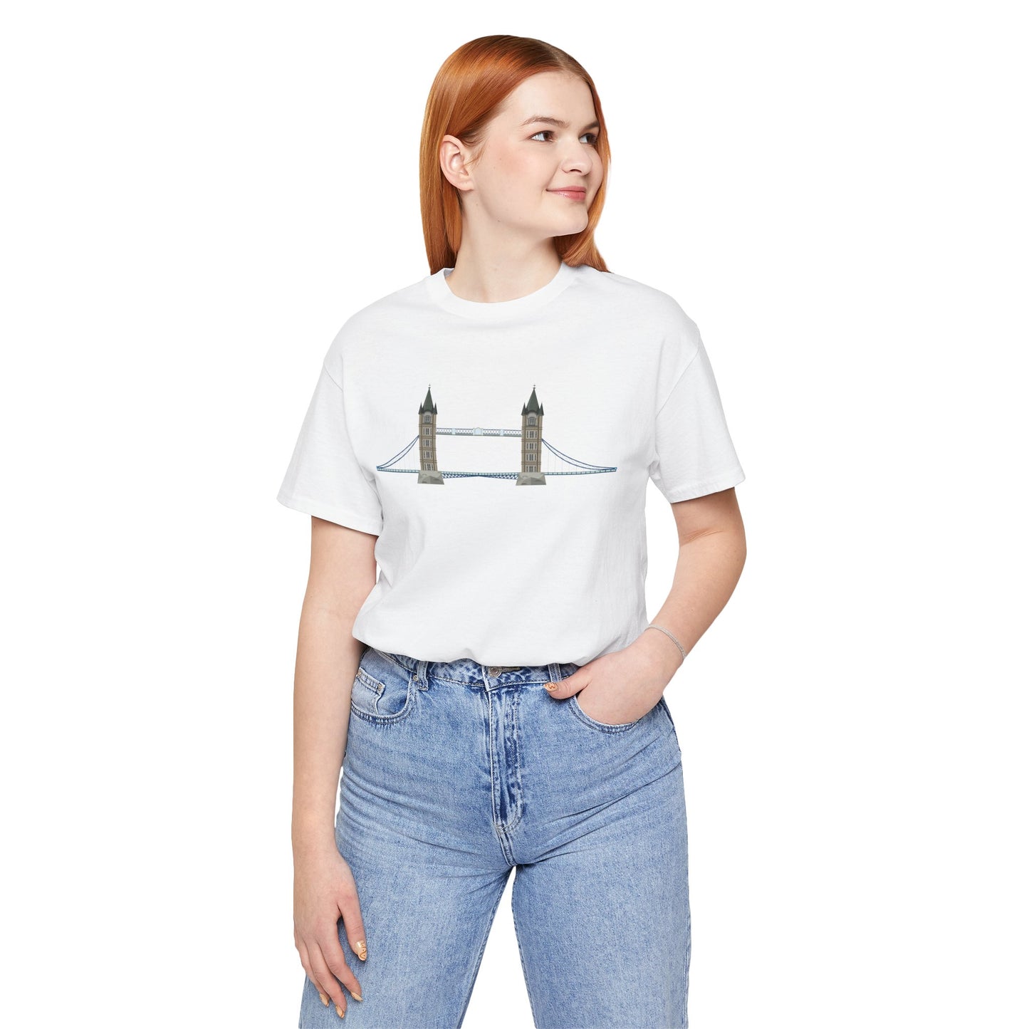 Unisex Jersey Short Sleeve Tee - Tower Bridge - Iconic London Landmark Illustration