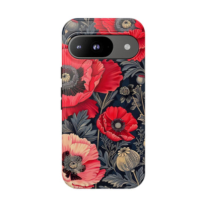 Floral Phone Case with Artistic Poppies, Tough Cases, Flower Design, Nature Lover Gift, Customizable Mobile Cover, Stylish Phone Accessories