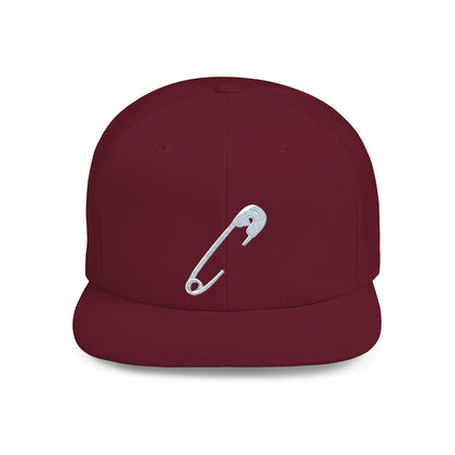 Silver Safety Pin Art Flat Bill Snapback