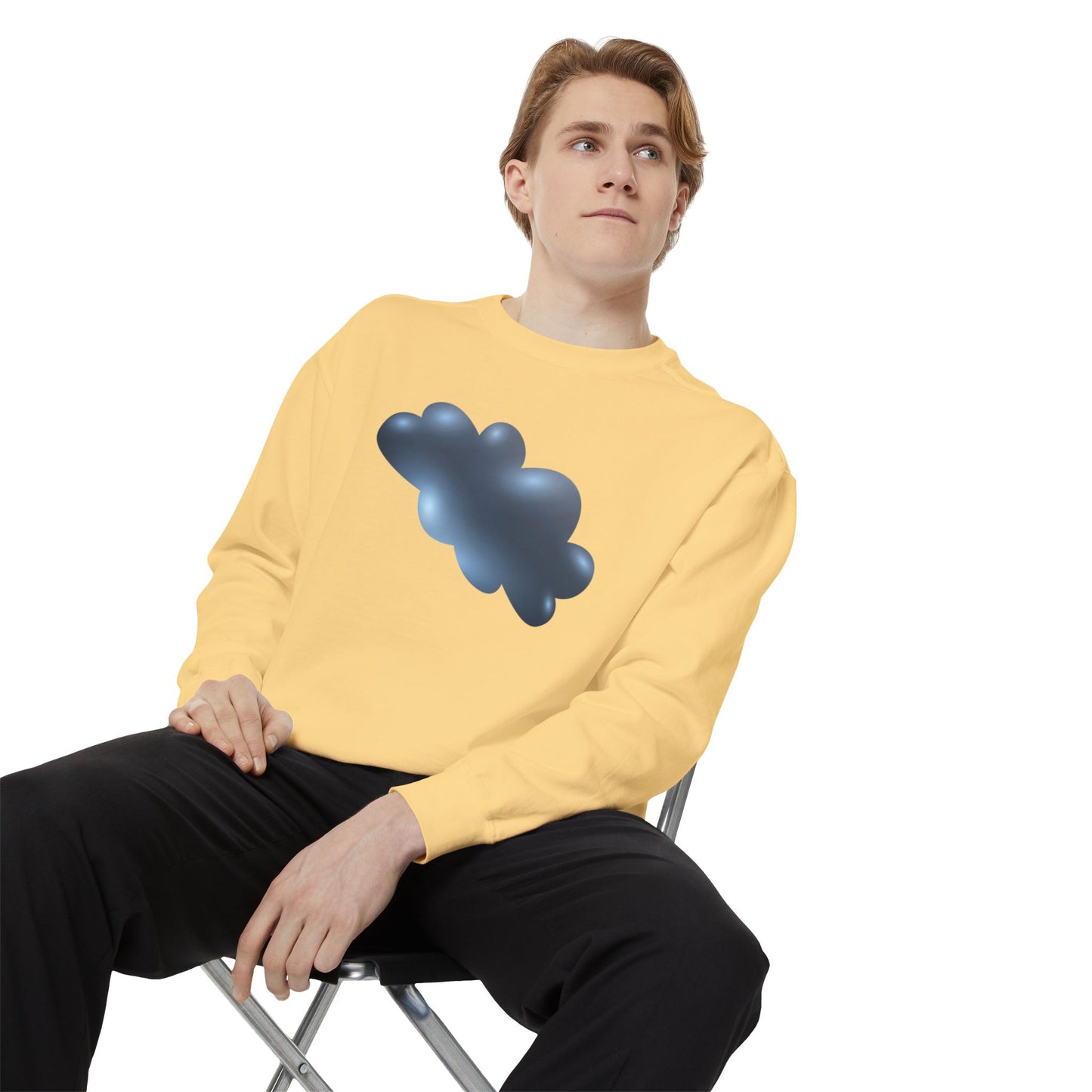 Unisex Garment-Dyed Sweatshirt Relaxed - Serene Cloudscape Dreamy Cloud