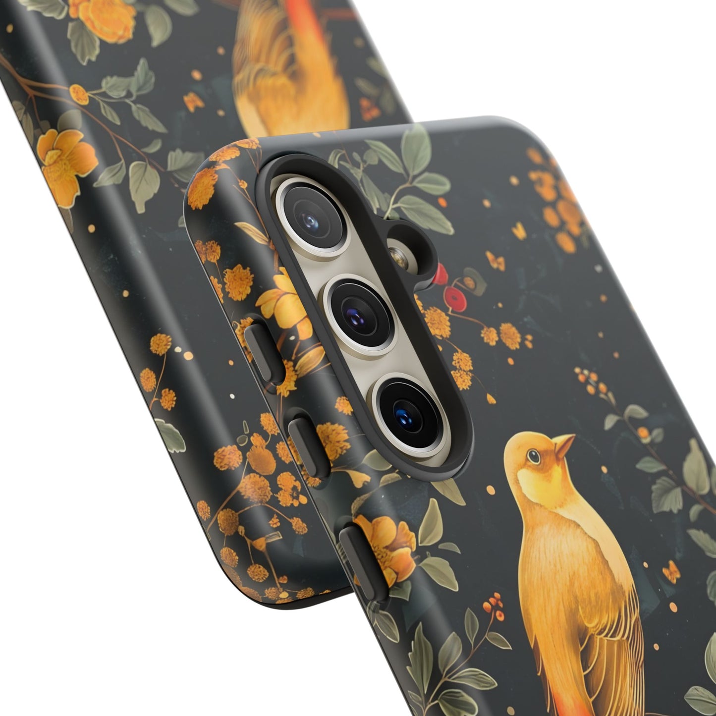 Floral Phone Case, Tough Cases with Bird Design, Nature Lover Gift, Stylish Protection, Birthday Present, Floral Phone Cover