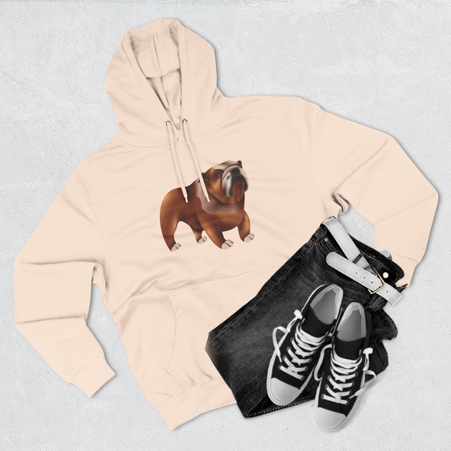Three-Panel Fleece Hoodie - Adorable British Dog