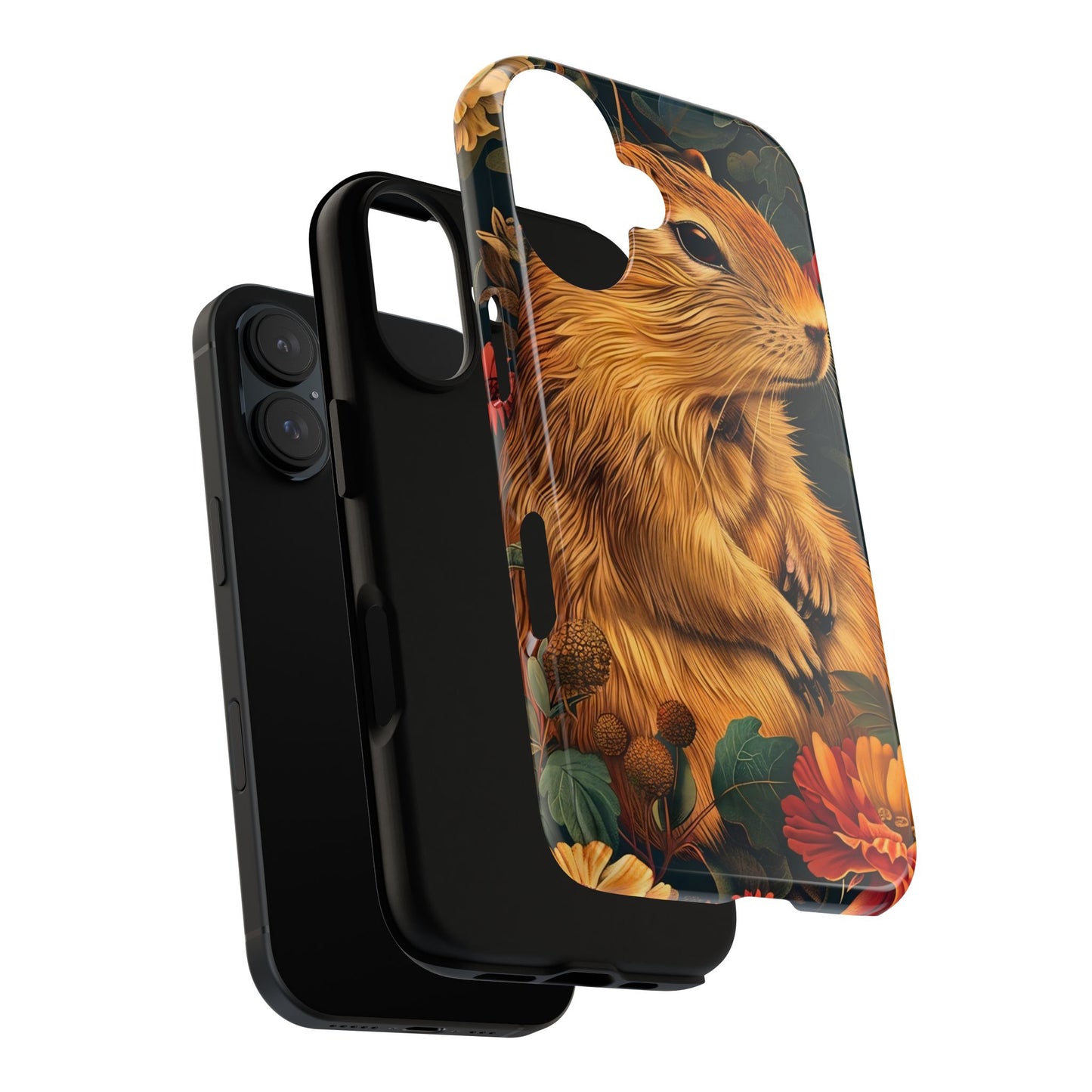 Cute Animal Phone Case, Floral Design Tough Cases for Nature Lovers, Gifts for Her, Customizable Mobile Accessory, Pet Lover Phone Cover