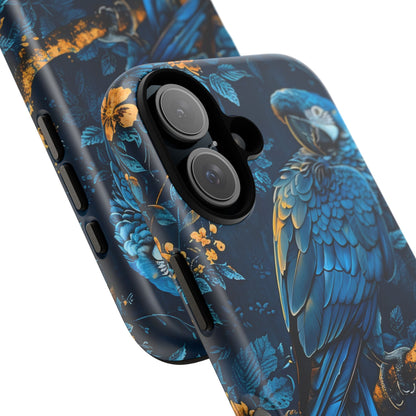 Tough Cases - Vibrant Blue Parrot Phone Case, Tropical Bird Phone Cover, Nature Lover Gift, Eco-Friendly Accessories, Unique Wildlife Decor