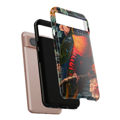 Tropical Parrot Phone Case, Floral Print Protector, Gift for Nature Lovers, Stylish Accessory for Summer, Unique Smartphone Cover