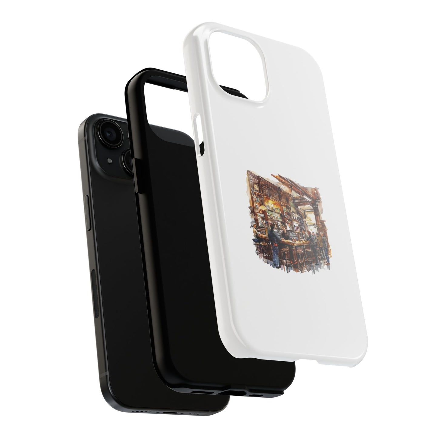 Vintage Pub Scene Tough Phone Case - Durable, Stylish Protection for Bar Lovers