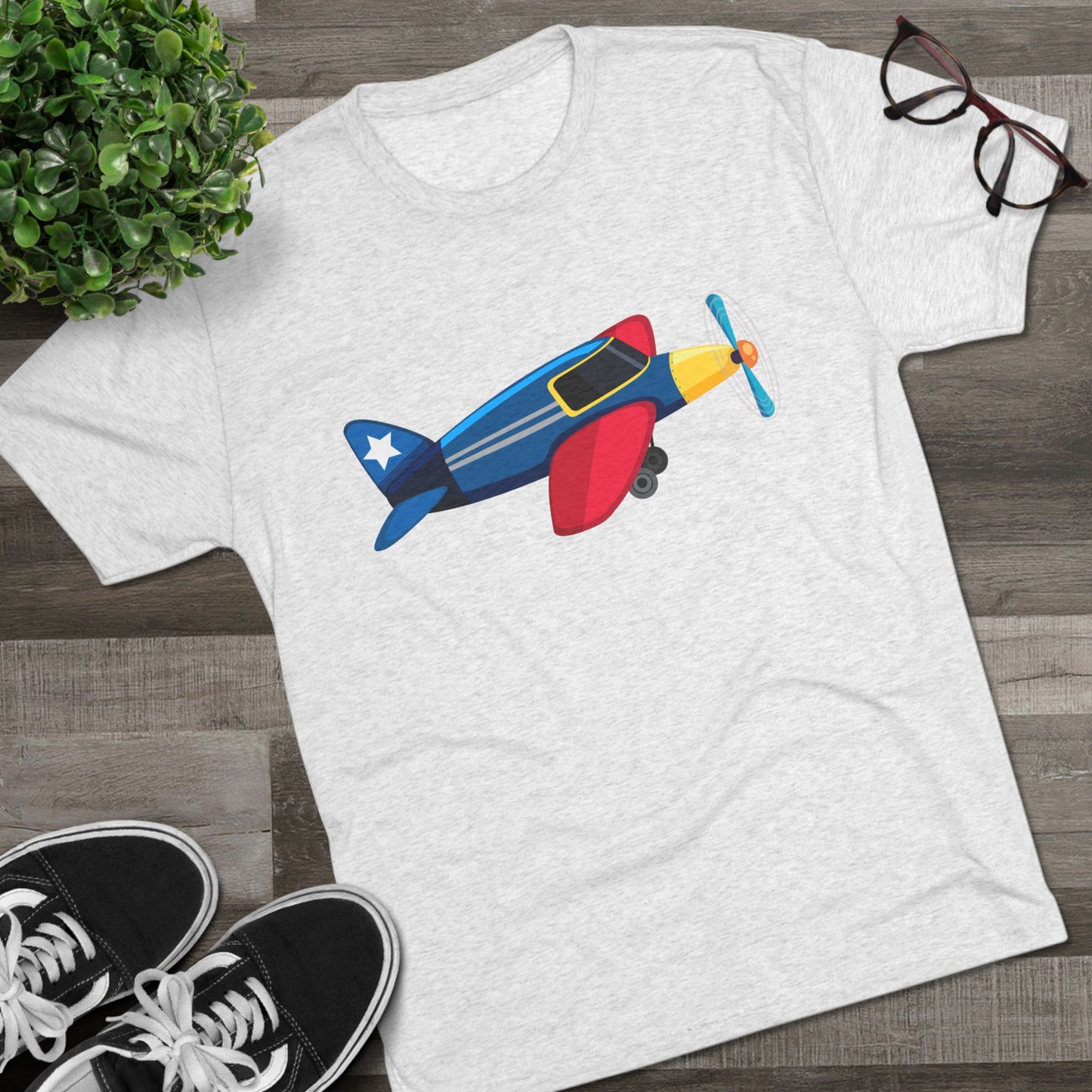 Vintage Airplane Illustration - Retro Aviation Cozy Unisex Tri-Blend Crew Tee