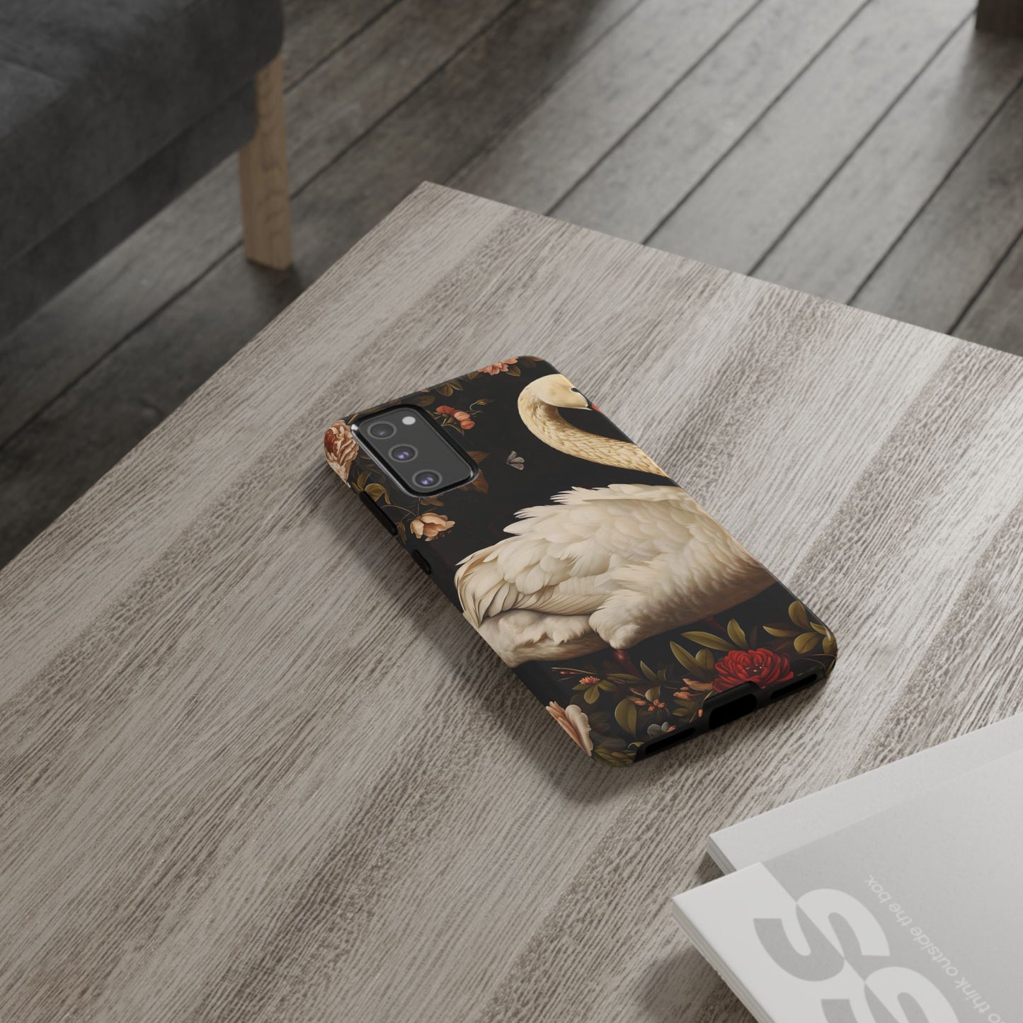 Elegant Swan Phone Case, Artistic Mobile Cover, Floral Phone Protector, Stylish Gift for Her, Modern Phone Accessory