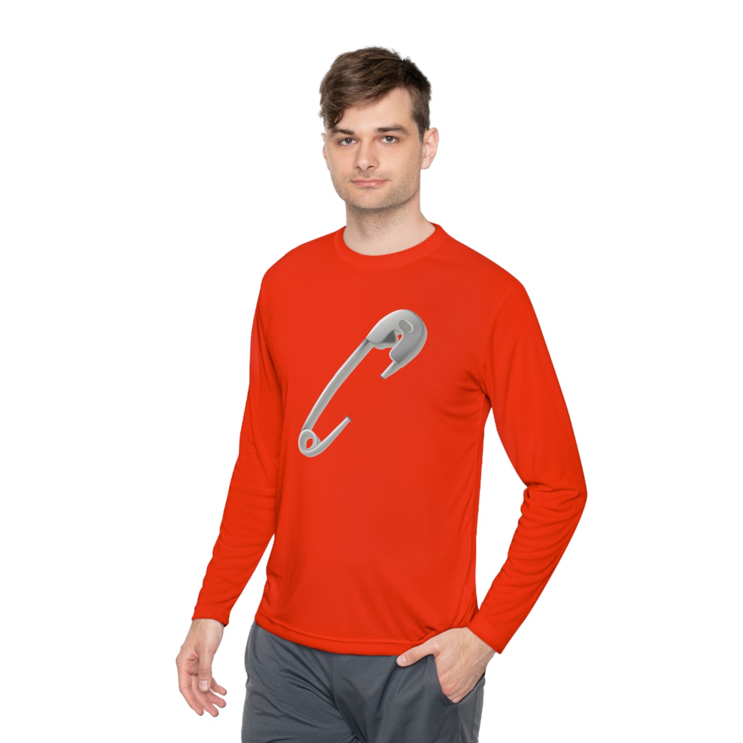 Unisex Lightweight Long Sleeve Tee - Minimalist Safety Pin