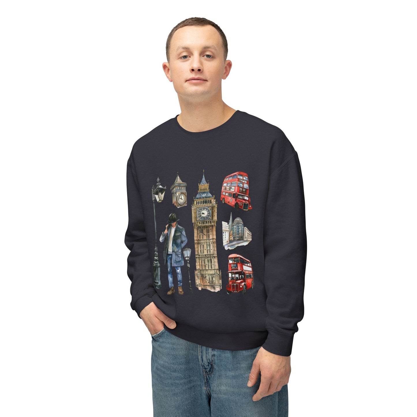 Unisex Lightweight Crewneck Sweatshirt - Vintage British Icons