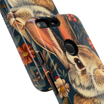 Rabbit Floral Phone Case, Cute Bunny Cover, Nature Lover Gift, Wildlife Photography, Protective Phone Accessory
