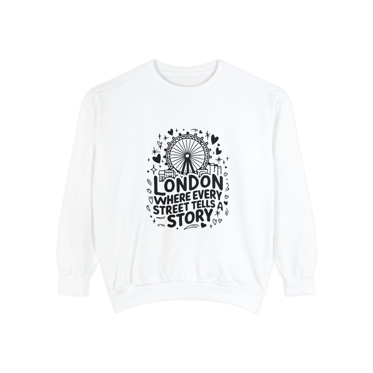 Unisex Garment-Dyed Sweatshirt Lightweight - London's story telling Streets