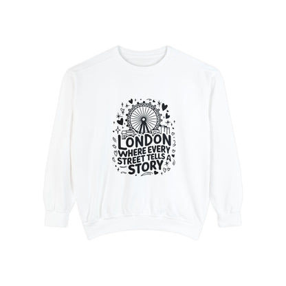 Unisex Garment-Dyed Sweatshirt Lightweight - London's story telling Streets