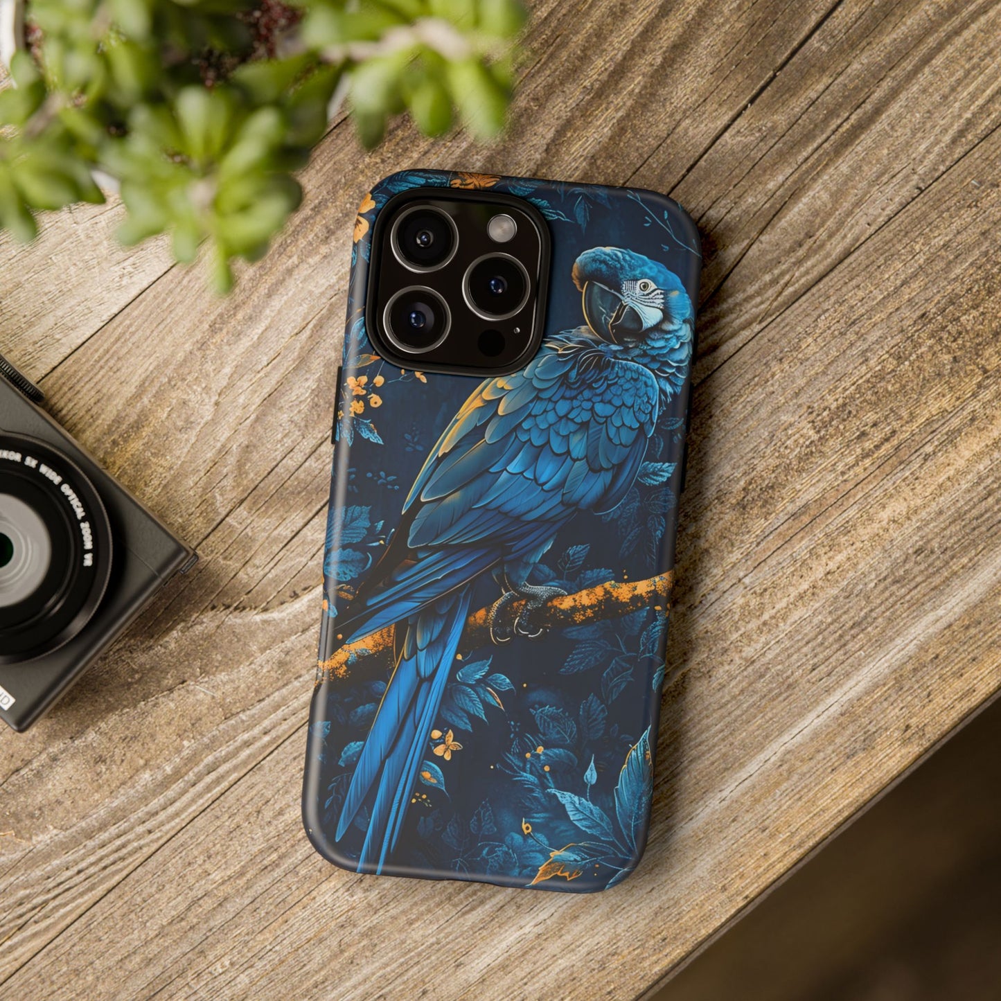 Tough Cases - Vibrant Blue Parrot Phone Case, Tropical Bird Phone Cover, Nature Lover Gift, Eco-Friendly Accessories, Unique Wildlife Decor