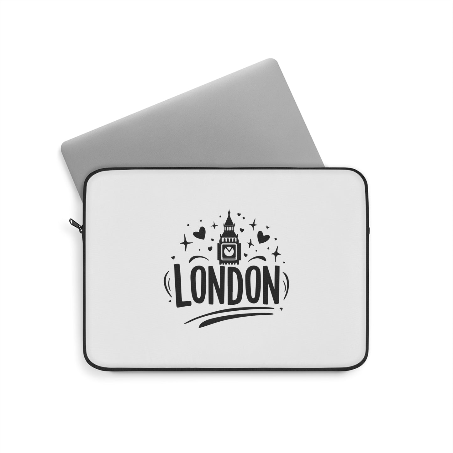 London-Themed Laptop Sleeve, Travel Accessory, Gift for Students, Modern Office Decor, London Souvenir, Tech Organizer