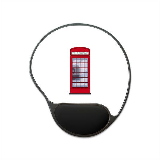 Vintage Red Telephone Booth Mouse Pad with Wrist Rest, Office Supplies, Gift for Coworkers, Home Office Decor, Ideal for Gamers
