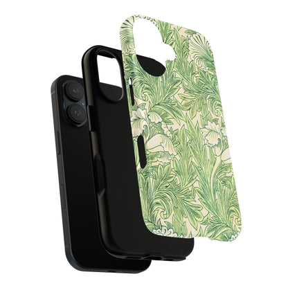 Green Floral Phone Case, Botanical iPhone Cover, Tough Phone Shell, Nature-inspired Gift, Eco-friendly Tech Accessory