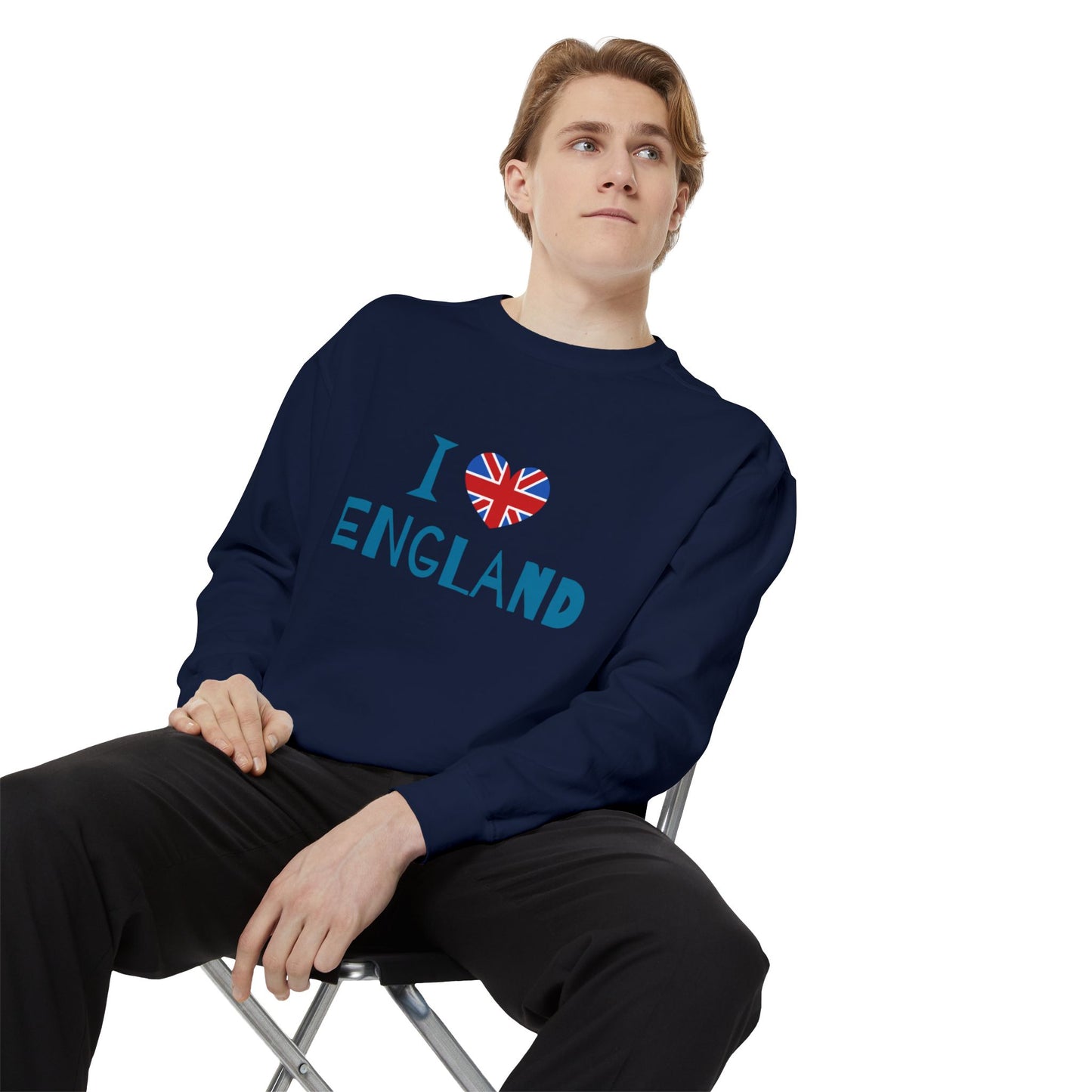 Unisex Garment-Dyed Sweatshirt Relaxed - I Love England