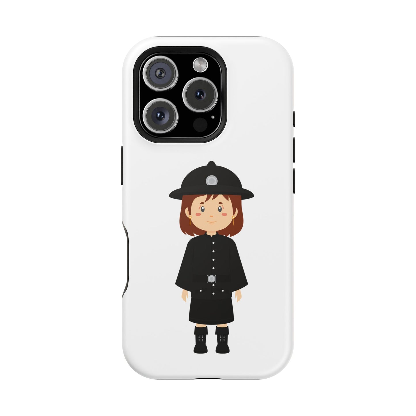 Cute Police Officer Magnetic Tough Case for iPhone, Gift for Police Lovers, Kid's Phone Case, Durable Protector, Fun Design