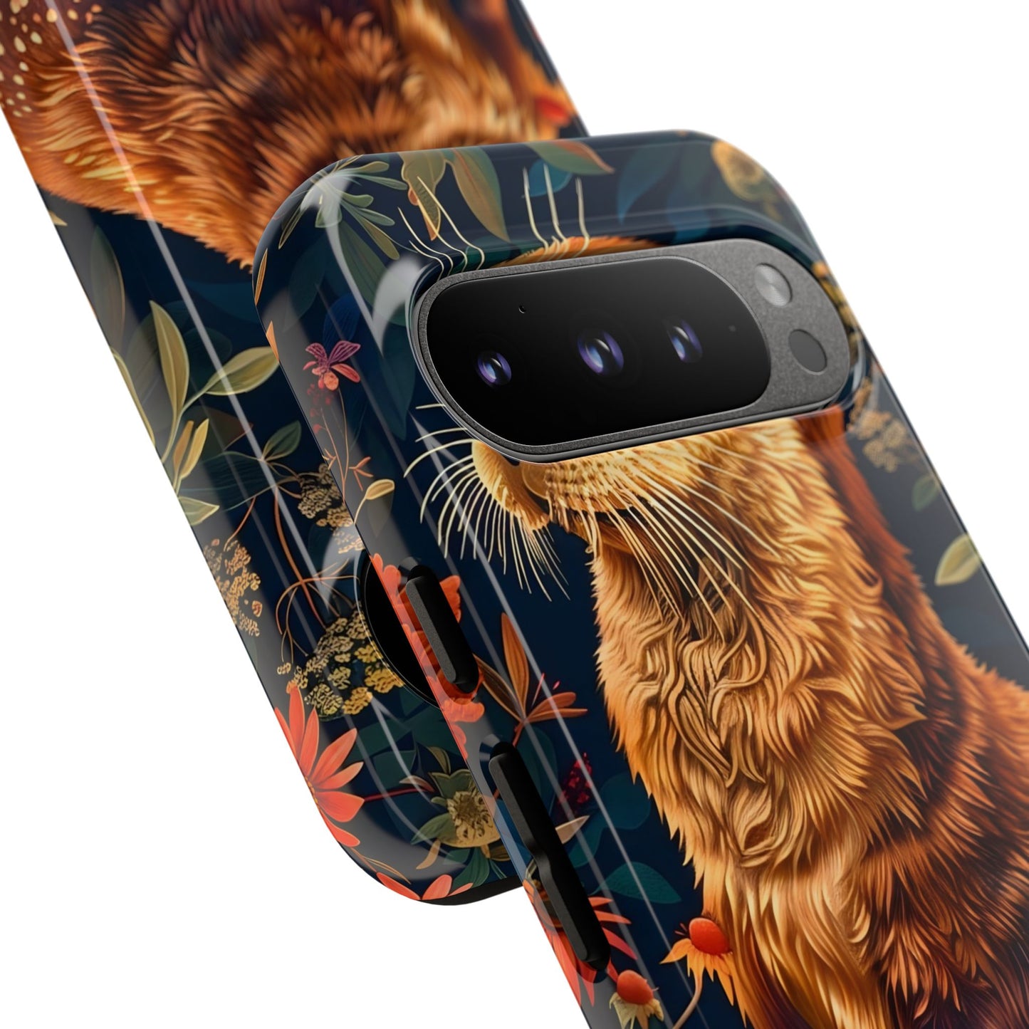Otter Phone Case, Floral Otter Design, Tough Phone Cover, Nature Lover Gift, Cute Animal Accessories
