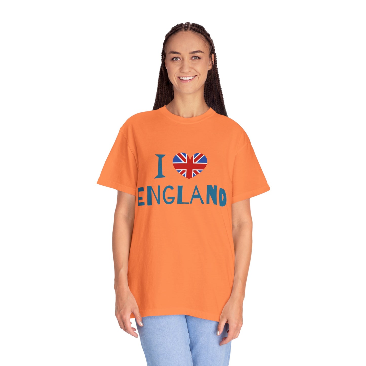 Unisex Garment-Dyed T-shirt - I Love England - Union Jack Heart