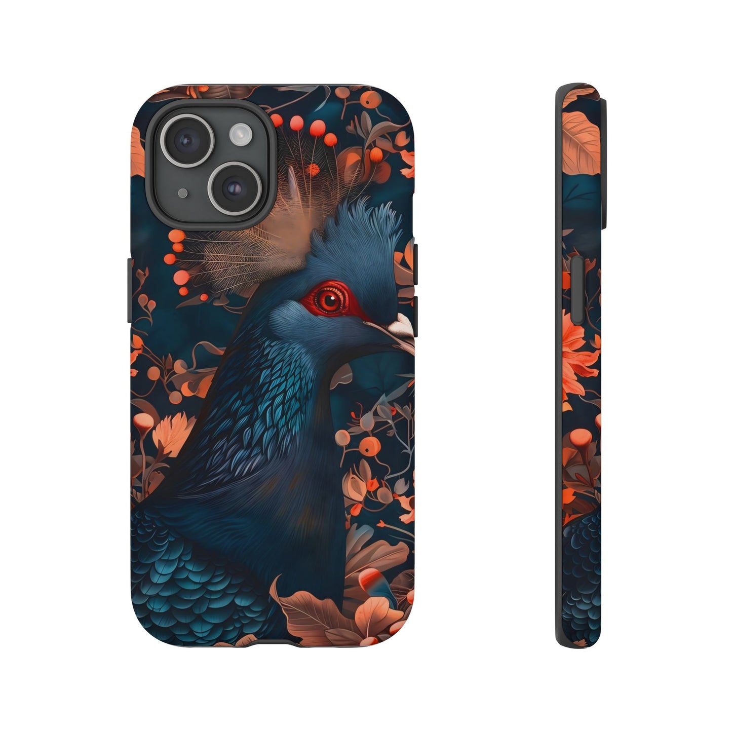 Vibrant Phone Case with Floral Peacock Design - Tough Cases, Artistic Phone Cover, Unique Gift for Nature Lovers, Stand Out Tech Accessory