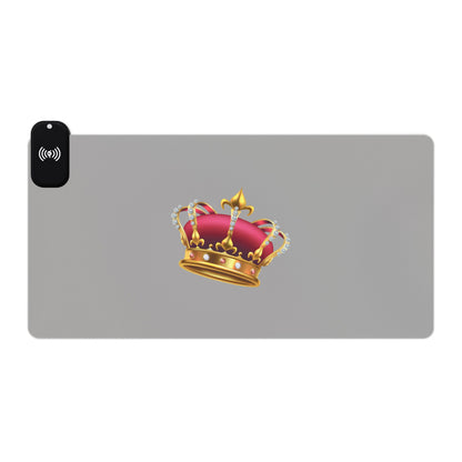 Royal Crown Icon - LED Gaming Mouse Pad with Wireless Charging, Ideal for Gamers, Desk Accessories, Gift for Gaming Enthusiasts, Home Office Setup, LED Decor