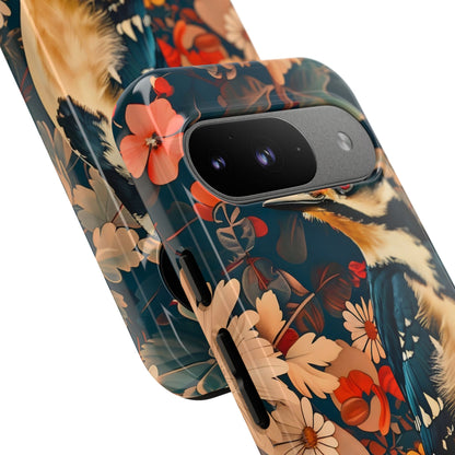 Artistic Bird Phone Case, Unique Tough Cases for Nature Lovers, Floral Design, Cute Gift, Customized Phone Accessories