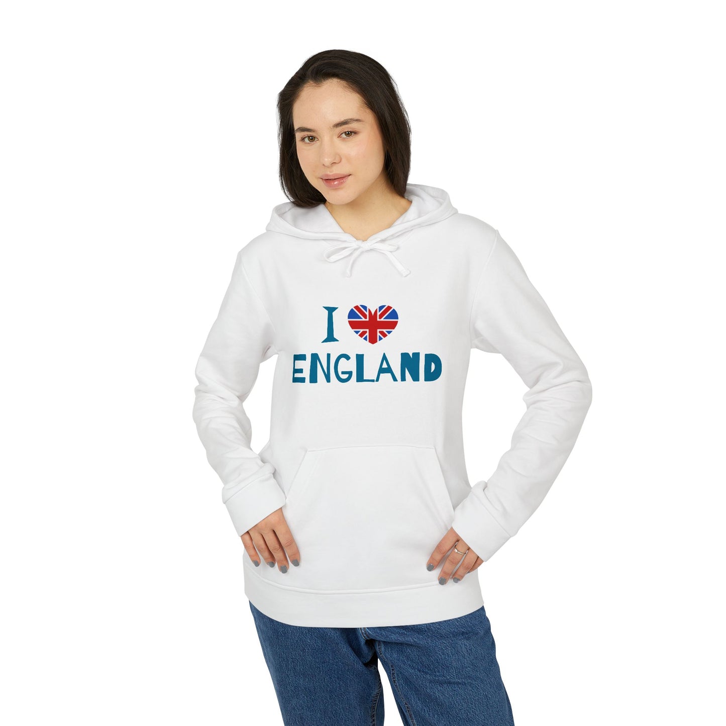 I Love England Unisex Fleece Hoodie - Comfortable British Pride Sweatshirt for Everyday Wear